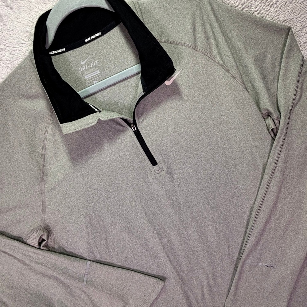 Nike Mens Running Top Sz Large Gray Element Dri-FIT Half Zip Pullover 404652-063